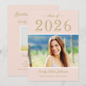 Invitation 2025 Elegant Blush Gold Photo Party (Devant / Derrière)