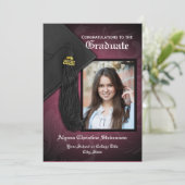 Invitation 2025 Elégant Pink Tassel Charme Photo Graduation (Debout devant)