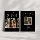 Invitation 2025 Elégant Rose Gold Photo Graduation Party