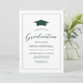 Invitation 2025 Emerald Green Casquette Modern Graduation Par (Debout devant)