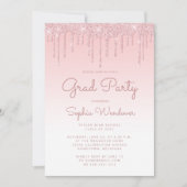 Invitation 2025 Glam Blush Parties scintillant rose Drip Phot (Devant)