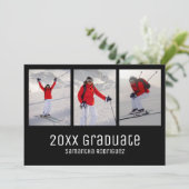 Invitation 2025 Graduate Black 3 Photo Graduation Party (Debout devant)