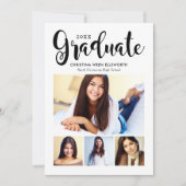 Invitation 2025 Graduate Black Script Photo Collage Party (Devant)