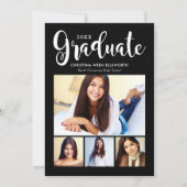 Invitation 2025 Graduate Black Script Photo Collage Party (Devant)