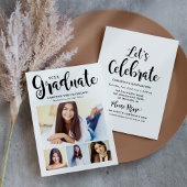 Invitation 2025 Graduate Black Script Photo Collage Party