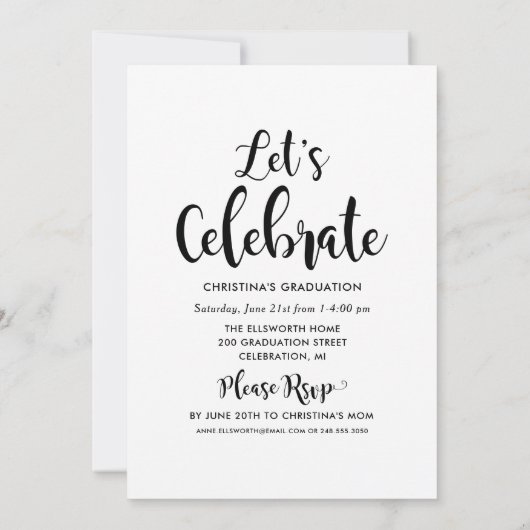 Invitation 2025 Graduate Black Script Photo Collage Party (Dos)