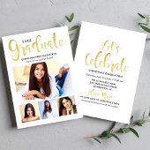Invitation 2025 Graduate Gold Script photo Collage Party