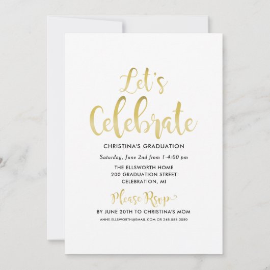 Invitation 2025 Graduate Gold Script photo Collage Party (Dos)