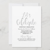 Invitation 2025 Graduate Silver Script Photo Collage Party (Dos)