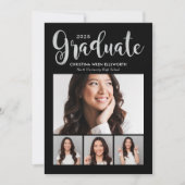 Invitation 2025 Graduate Silver Script Photo Collage Party (Devant)