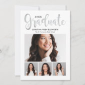 Invitation 2025 Graduate Silver Script Photo Collage Party (Devant)