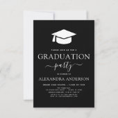 Invitation 2025 Graduation Party Black White Simple Elegant (Devant)