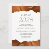 Invitation 2025 Graduation Party Burnt Orange Gold Agate (Devant)