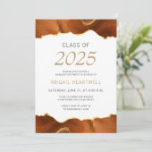 Invitation 2025 Graduation Party Burnt Orange Gold Agate (Debout devant)