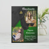 Invitation 2025 Green Black Tassel Charm College Graduation (Debout devant)