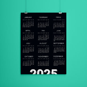 Invitation 2025 Kalender Deutsch Noir Et Blanc