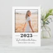 Invitation 2025 Minimalist Blush Black Photo Graduation Party (Debout devant)