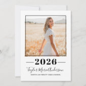 Invitation 2025 Minimalist Blush Black Photo Graduation Party (Devant)