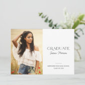 Invitation 2025 Modern Script Simple 1-Photo Graduation Party (Debout devant)