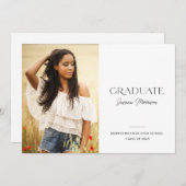 Invitation 2025 Modern Script Simple 1-Photo Graduation Party (Devant / Derrière)