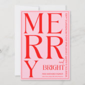 Invitation 2025 moderne Joyeux rouge rose vif photo de Noël (Devant)