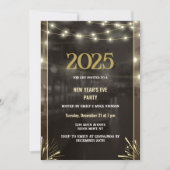 Invitation 2025 Nouvel An Or Noir Moderne Personnalisé Ajoute (Devant)