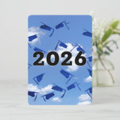 Invitation 2026 Blue Graduation Hats in Sky  (Debout devant)