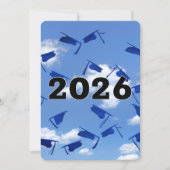 Invitation 2026 Blue Graduation Hats in Sky  (Devant)