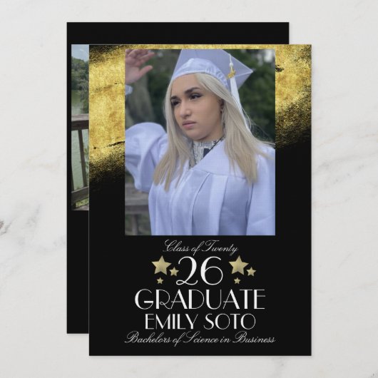 Invitation 2026 Graduation Collage Party Script Star Photo (Devant / Derrière)