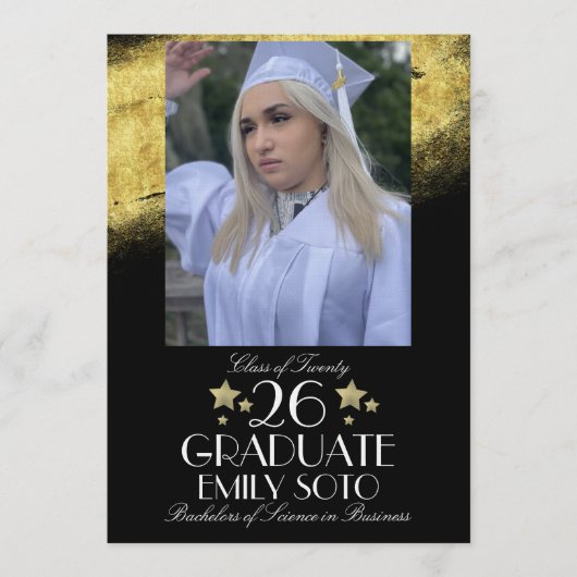 Invitation 2026 Graduation Collage Party Script Star Photo (Devant)
