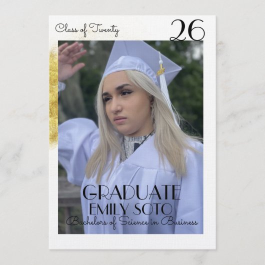 Invitation 2026 Graduation Collage Script Gold Photo (Devant)