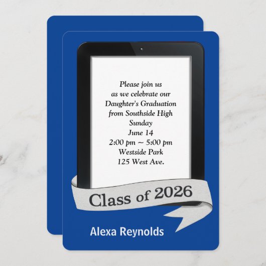 Invitation 2026 Graduation Electronic Tablet Party   (Devant / Derrière)