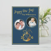 Invitation 2026 Happy New Year's 2 Photo Clock Card (Debout devant)