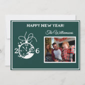 Invitation 2026 Happy New Year's 4 Photo Clock Card (Devant)