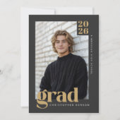 Invitation 2026 Modern Charcoal Gold Graduation Party (Devant)