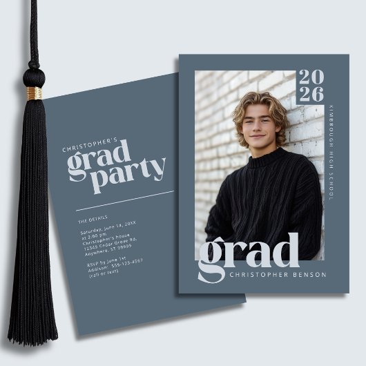 Invitation 2026 Modern Slate Blue Graduation Party