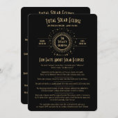 Invitation 2026 Solar Eclipse Celestial Stars Black Fun Facts (Devant / Derrière)