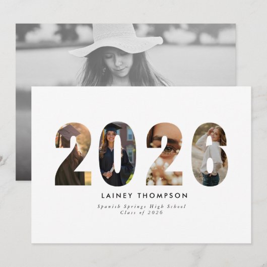 Invitation 2026 Typography 4 Image Graduation Announcement (Devant / Derrière)