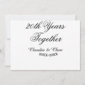 Invitation 20 ans ensemble anniversaire nom date année sim (Dos)