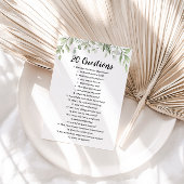 Invitation 20 Questions sur le jeu de la Fête des mariées des