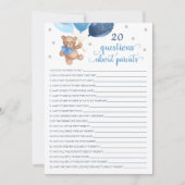 Invitation 20 Questions sur les parents Teddy Bear Card (Devant)