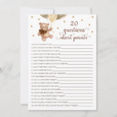 Invitation 20 Questions sur les parents Teddy Bear Card (Devant)