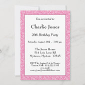 Invitation 20 - Random Number Motif rose/blanc 20e événement (Devant)