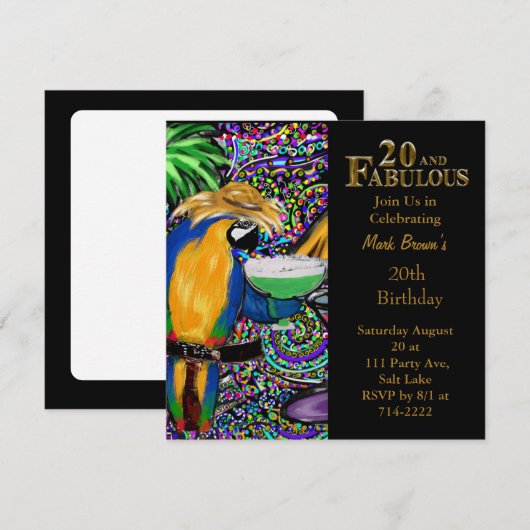 Invitation 20e anniversaire (Devant / Derrière)