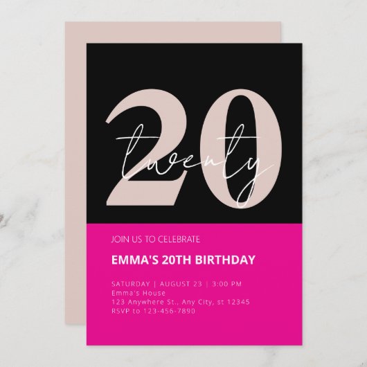 Invitation 20e anniversaire (Devant / Derrière)