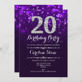 Invitation 20e anniversaire - Argent violet (Devant / Derrière)