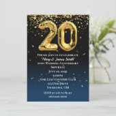 Invitation 20e Anniversaire Ballons d'or et Confetti Invita (Debout devant)