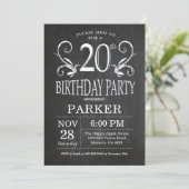 Invitation 20e anniversaire Chalkboard Floral (Debout devant)