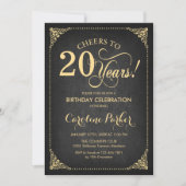 Invitation 20e anniversaire - Chalkboard Gold (Devant)