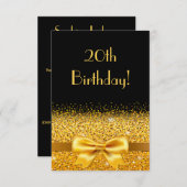 Invitation 20e anniversaire de fête noir or arc (Devant / Derrière)